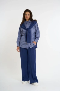 Cardigan-Look Detailed Set | Lacivert