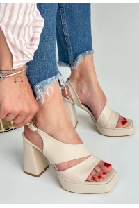 Cica Bej Cilt Topuklu Ayakkabı