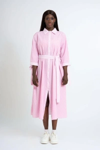 Loose Striped Dress Pink
