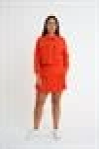 Crepe Fabric Shorts Skirt Set | Orange