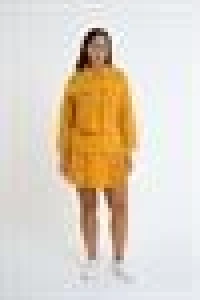 Crepe Fabric Shorts Skirt Set | Yellow