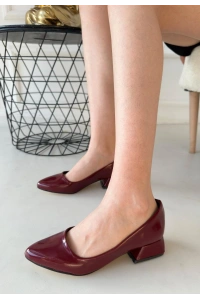 Desniy Bordo Rugan Topuklu Ayakkabı