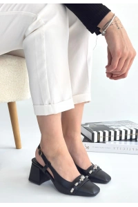 Elliy Siyah Cilt Topuklu Ayakkabı