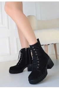 Emilla Siyah Süet Bağcıklı Bot