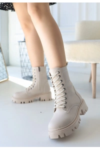 Flona Bej Cilt Bağcıklı Bot