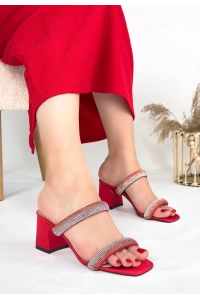 Froya Kırmızı Saten Topuklu Terlik