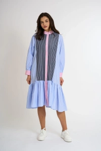 Garni Ruffled Long Dress | Blue