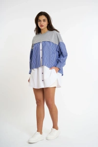 Garnished Shirt | Navy blue