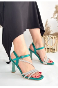 Gloria Yeşil Saten Topuklu Ayakkabı