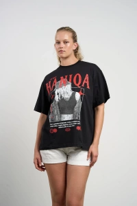 HANIQA Print T-Shirt – Small Black