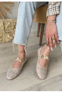 Hante Bej Keten Taşlı Babet Ayakkabı