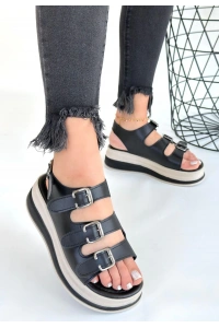 Jatay Siyah Cilt Sandalet