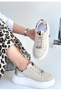 Jista Bej Cilt Gümüş Detaylı Bağcıklı Spor Ayakkabı