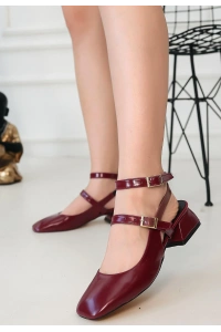 Karmi Mürdüm Cilt Topuklu Ayakkabı