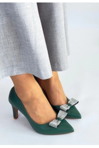 Keana Yeşil Cilt Topuklu Ayakkabı