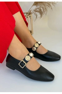 Koope Siyah Cilt Babet Ayakkabı