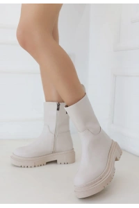 Liara Bej Cilt Topuklu Bot