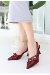 Liwan Bordo Rugan Topuklu Ayakkabı