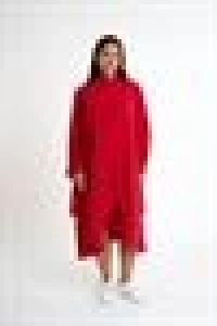 Magnificent Collar Slit Detailed Dress | Red