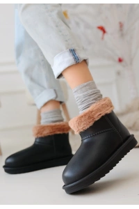 Mordi Siyah Oval Burunlu Su Geçirmez İçi Kürklü  Bot