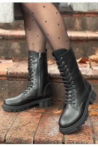 Nabah Siyah Cilt Bağcıklı Bot