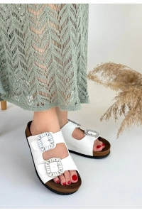 Nool Beyaz Nubuk Terlik