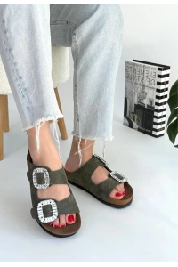 Nool Yeşil Nubuk Terlik