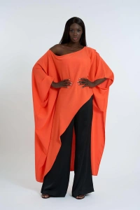 One Shoulder Asymmetric Blouse | Orange
