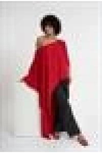 One Shoulder Asymmetric Blouse | Red