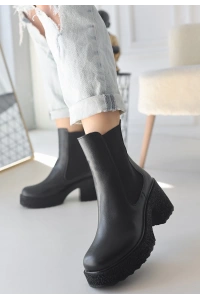 Paigo Siyah Cilt Topuklu Bot