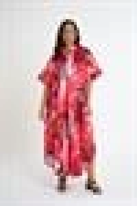 Patterned V-Neck Dress | Red