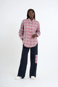 Pink Plaid Shirt & Pants Set – Small Size