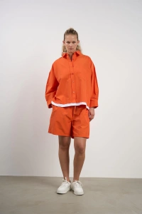 Plus Size Womens Shirt and Shorts Set | Orange