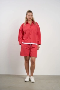 Plus Size Womens Shirt and Shorts Set | Red