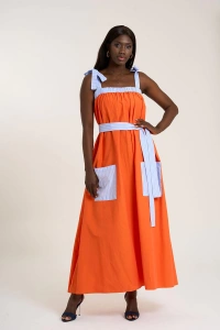 Poplin Strappy Dress | Orange