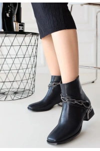 Roxani Siyah Cilt Topuklu Bot