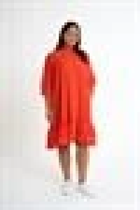 Ruffle Detailed Shirt Dress | Orange