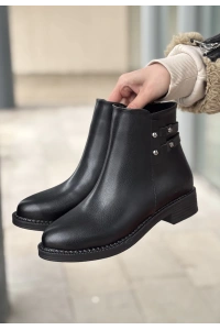 Siari Siyah Cilt Topuklu Bot