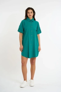 Slit Detailed Shirt | Dark Green