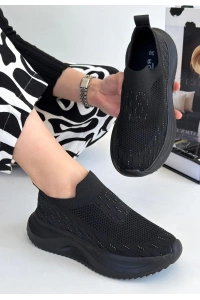 Soord Siyah Triko Boncuk İşlemeli Spor Ayakkabı