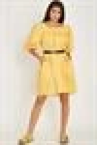 Square Neck Dress | Yellow