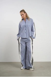 Striped Co-Ord Set with Side Slits | Navyblue