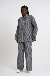 Striped Co-Ord with White Piping