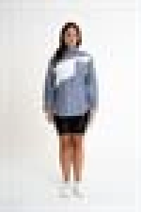 Striped Garnished Shirt | Navy blue