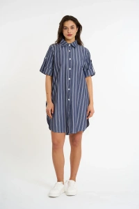Striped short-sleeve shirt | Anthracite