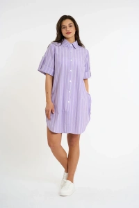 Striped short-sleeve shirt | Lilac