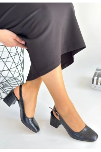 Sveta Siyah Cilt Topuklu Ayakkabı