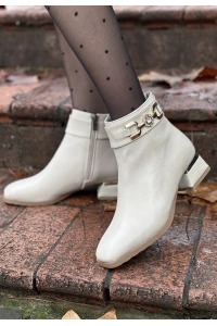 Terci Bej Cilt Topuklu Bot