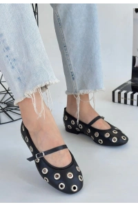 Tinta Siyah Cilt Babet Ayakkabı