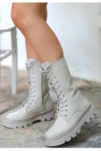 Toir Bej Cilt Bağcıklı Postal